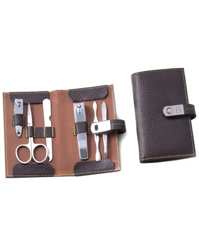 Bey-berk Monogrammed 6pc Manicure Set In Silver