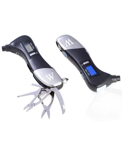 Bey-berk Monogrammed Auto Emergency Tool Set In Silver