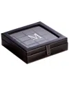 Bey-berk Monogrammed Black Leather 20 Cufflink Box, (a-z)