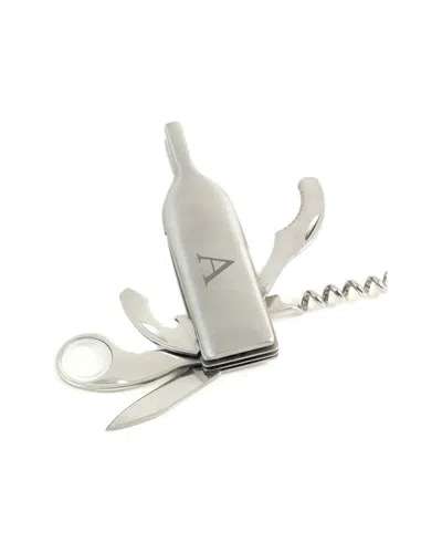 BEY-BERK BEY-BERK MONOGRAMMED BOTTLE SHAPED STAINLESS STEEL CORKSCREW