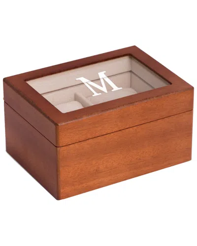 Bey-berk Monogrammed Cherry Wood 2 Watch Box