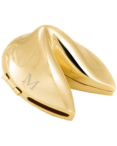 Bey-berk Monogrammed Gold Plated Fortune Cookie Box