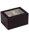 Bey-berk Monogrammed Matte Black Wood 2 Watch Box, (a-z)