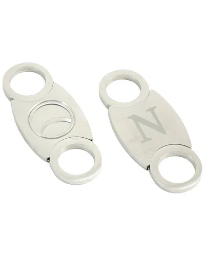 Bey-berk Monogrammed Stainless Steel Guillotine Cigar Cutter In Silver