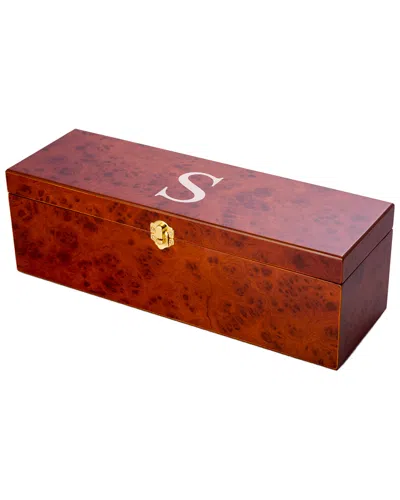 Bey-berk Monogrammed Wine Bottle Rosewood Gift Box In Brown