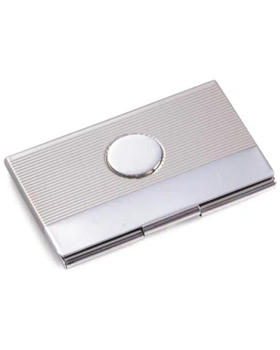 Bey-berk Nickel Plated Business Card Case In Metallic