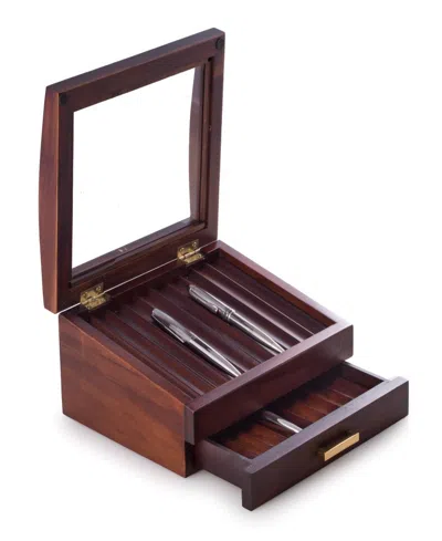 Bey-berk Pen Storage Box In Dark Brown