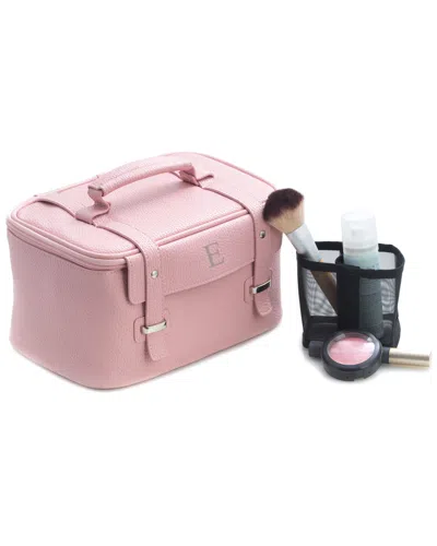 Bey-berk Pink Leatherette Travel Makeup Case In Multi