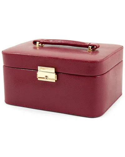 Bey-berk Red Lizard Debossed Leather Jewelry Box In Burgundy