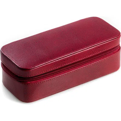 Bey-berk Red Lizard Leather Watch Case In Burgundy