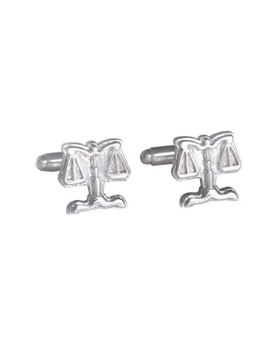 Bey-berk Rhodium Plated Cufflinks In Metallic