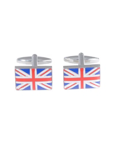 Bey-berk Rhodium Plated Cufflinks In Blue