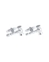 Bey-berk Rhodium Plated Gavel Design Cufflinks