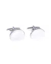 Bey-berk Rhodium Plated Oval Cufflinks