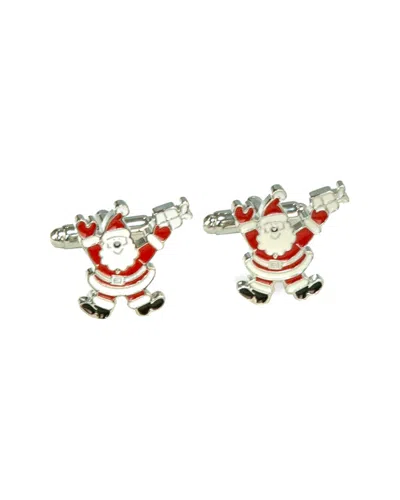 Bey-berk Rhodium Plated Santa Claus Cufflinks
