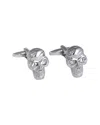 Bey-berk Rhodium Plated Scull Design Cufflink In Gray