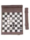 Bey-berk Kids' Roll-up 12.5-inch Suede Travel Chess Set In Brown