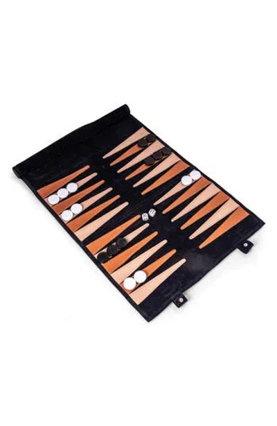 Bey-berk Roll-up Suede Backgammon Set In Blue