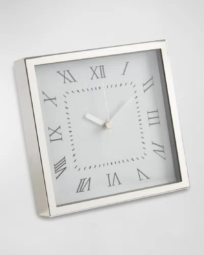Bey-berk Serpa Large Square Desk Clock In White