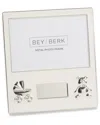 Bey-berk Silver-plated 4x6 Newborn Baby Picture Frame With Engraving Plate In Silver