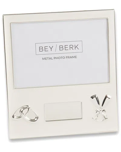 BEY-BERK BEY-BERK SILVER-PLATED 4X6 WEDDING PICTURE FRAME WITH ENGRAVING PLATE