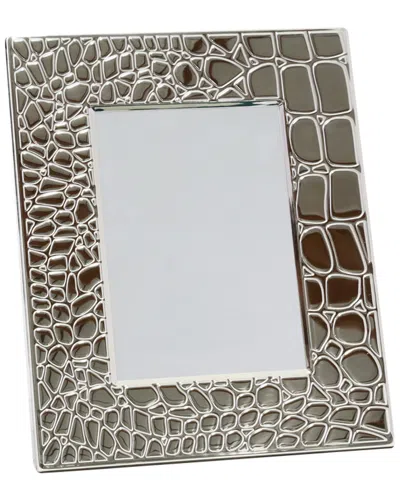 Bey-berk Silver-plated Croco Frame In Brown