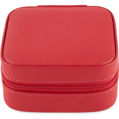 Bey-berk Small Leather Travel Jewelry Case In Red