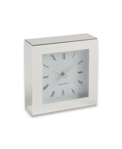 Bey-berk Small Square Plated Clock In White