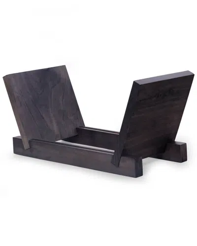 Bey-berk Solid Wood Vinyl Record Display Case In Gray