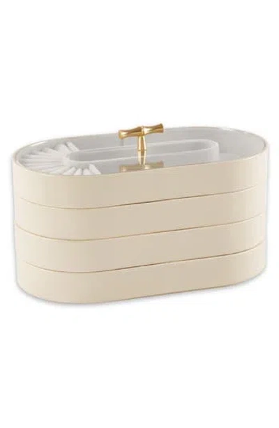 Bey-berk Stackable Jewelry Storage Trays In White