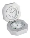 Bey-berk Stainless Steel Pocket Watch & Thermometer In Silver