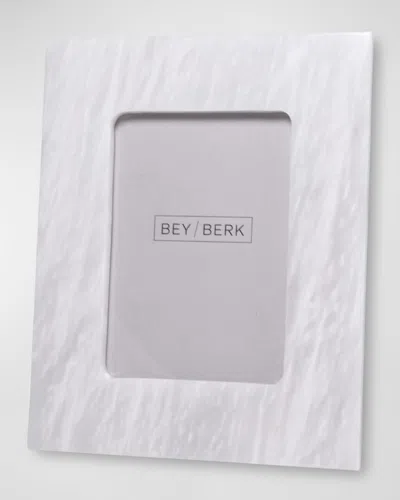 Bey-berk Talin Genuine Marbe 4" X 6" Picture Frame In White