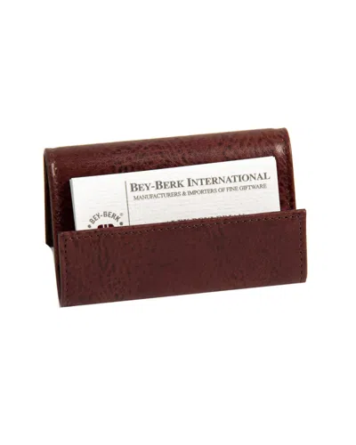 Bey-berk Tan Leather Business Card Holder