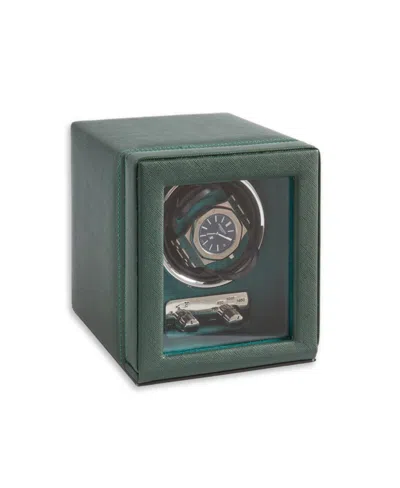 Bey-berk Twelve Watch Winder And Six Watch Storage, Burlwood Finish In Green