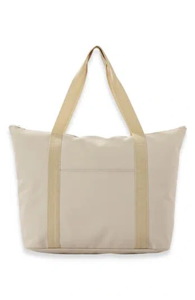 Bey-berk Vinyl Coated Nylon Tote In White