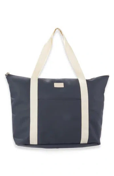 Bey-berk Vinyl Coated Nylon Tote In Blue