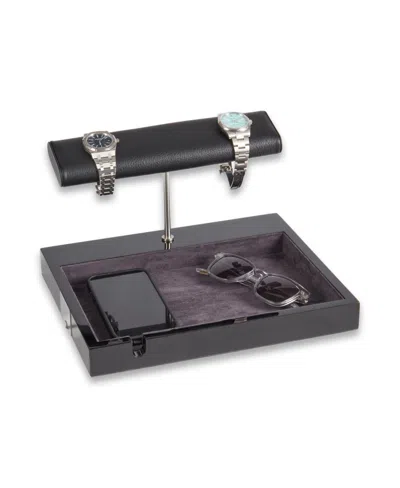 Bey-berk Watch Stand, Valet, And Wireless Charger In Black