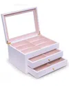 Bey-berk White Wood 18-sunglass Storage Box In White