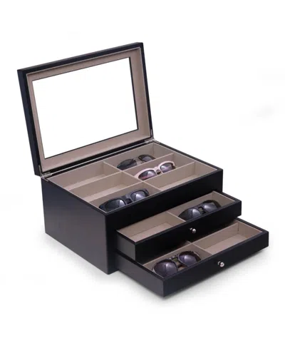 Bey-berk Wood 18 Sunglass Storage Box In Black