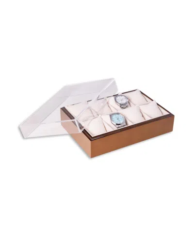 Bey-berk Wood And Acrylic Eight Watch Box In Brown
