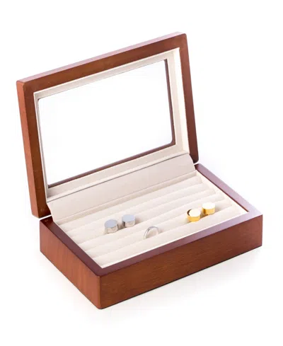 Bey-berk Wood Cufflink Box In Brown