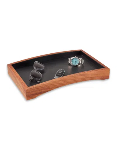 Bey-berk Wooden Valet Tray With Felt-lined Interior In Black
