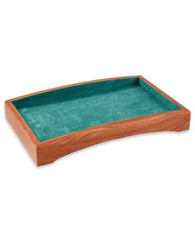 Bey-berk Wooden Valet Tray With Felt-lined Interior In Green