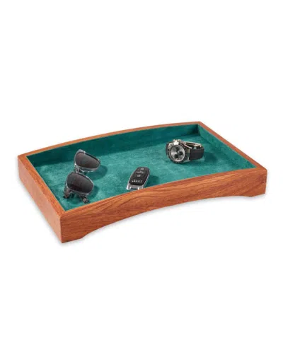 Bey-berk Wooden Valet Tray With Felt-lined Interior In Green