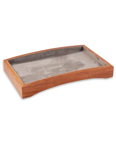 Bey-berk Wooden Valet Tray With Felt-lined Interior In Grey