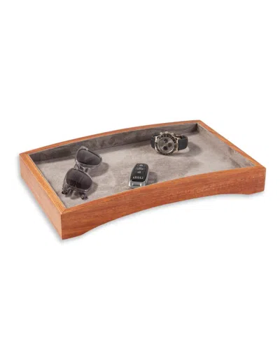 Bey-berk Wooden Valet Tray With Felt-lined Interior In Gray