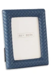 Bey-berk Woven Leather Picture Frame In Navy