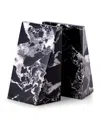 Bey-berk Zebra Marble Wedge Bookend In Black