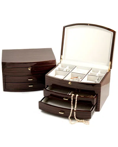 Bey-berk Zebra Wooden Jewelry Box In Brown