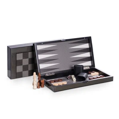 Bey-berk 15.5" Backgammon And Chess Set In Matte Black